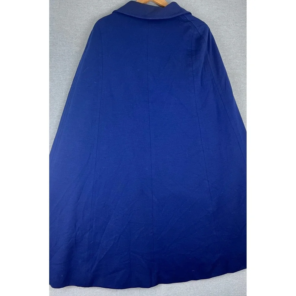 Vintage Royal Blue Cape Coat Military Frog Closure Ombre Lining Peter Pan Collar